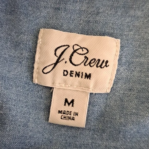 J.Crew Womens Preppy Chambray Puff Short Sleeve Button Down Tunic Blouse M - Picture 6 of 8